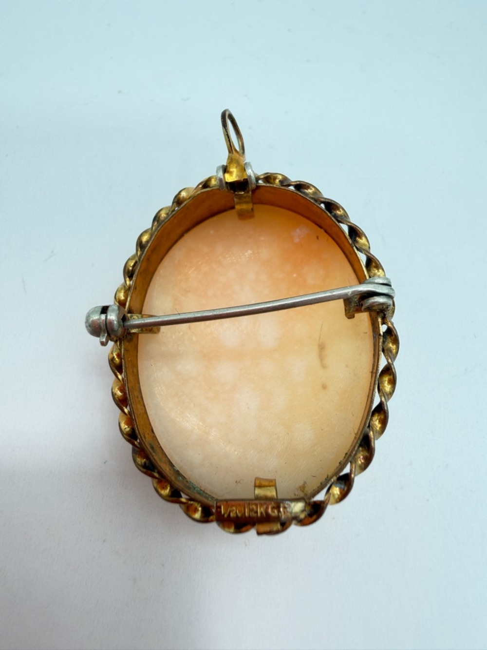 Vintage THEDA 12K Gold Filled Carved Shell Cameo Brooch - Picture 2 of 7